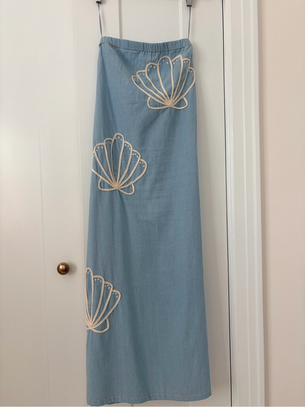 Light Blue Shell-Accent Maxi Dress